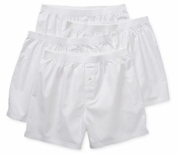 Stafford 4-Pack Men’s 100% Cotton Woven Boxers White