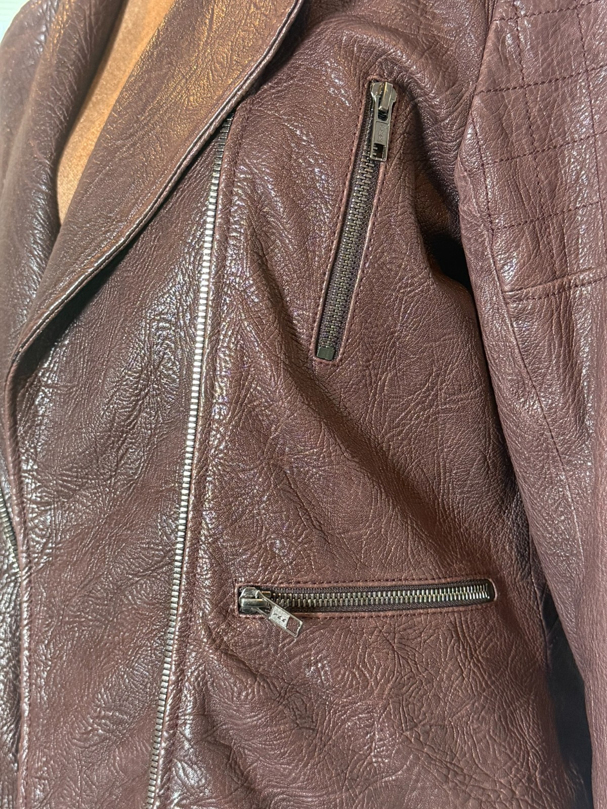 Theory Macha Juno Brown Lamb Leather Moto Jacket | Women’s Medium