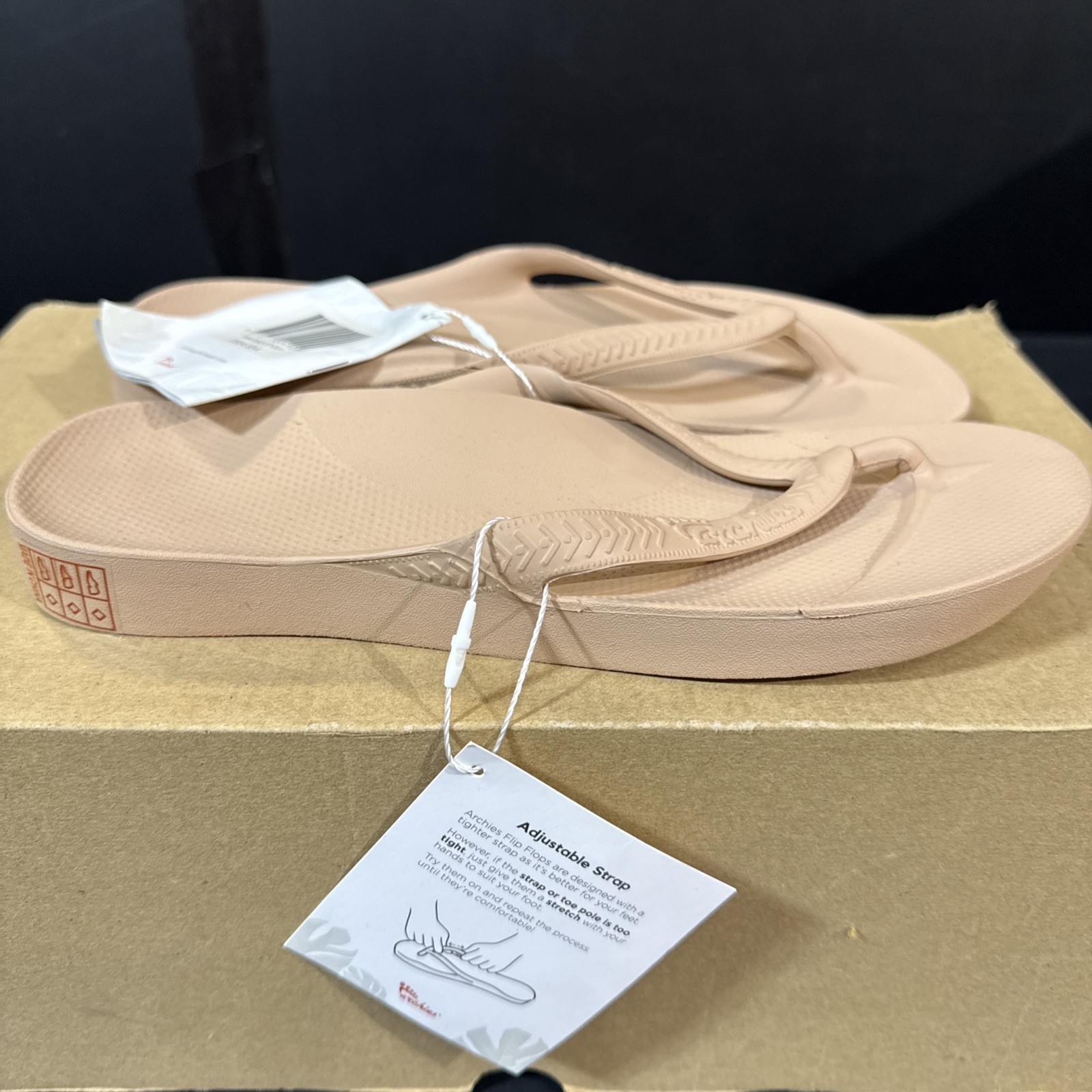 Archies Arch Support Flip Flops Thong Sandals Tan Sz Men’s 7 Women’s 8 NWT