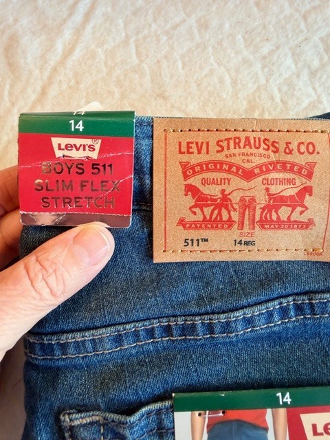 NEW! Levi’s Boys 511 Slim Flex Stretch Sz 14 Reg Denim Jeans Adj Waist Blue NWT
