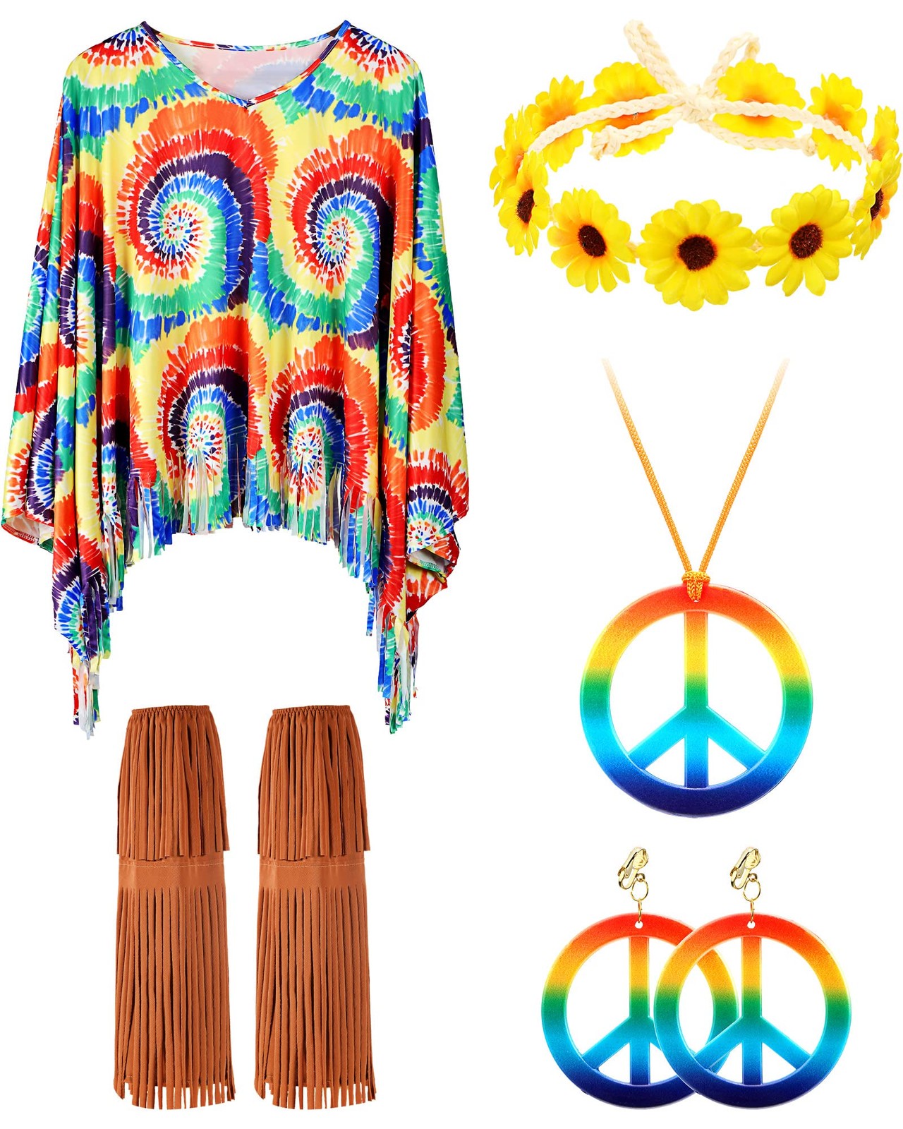 Unittype 5 Pcs 60s 70s Outfits for Women XX-Large, As Shown in the Picture