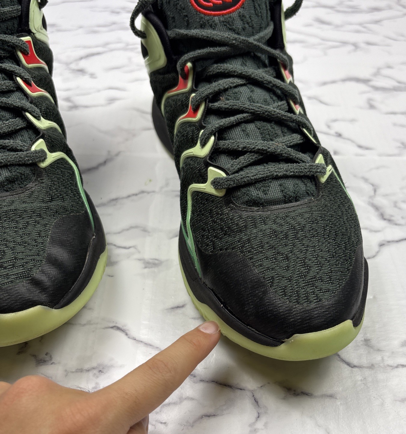 Nike KD 17 Easy Money Sniper Size 12 Green Glow In Dark Bottoms FJ9487-002 READ