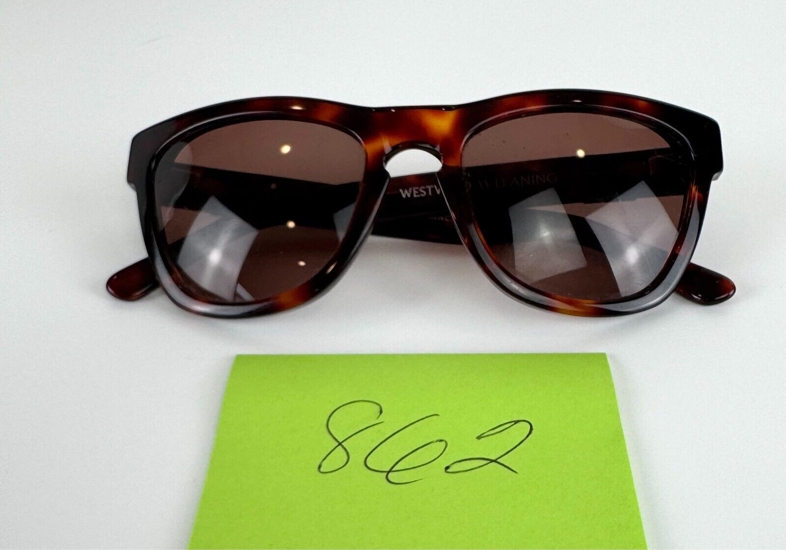 Westward Leaning Sunglasses Wmn Brown Tortoise Shell Frame Amber handmade Japan