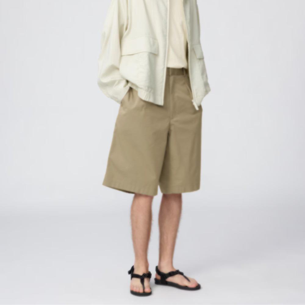 UNIQLO U Pleated Wide Shorts S-4XL Black Brown Twill Loose Men
