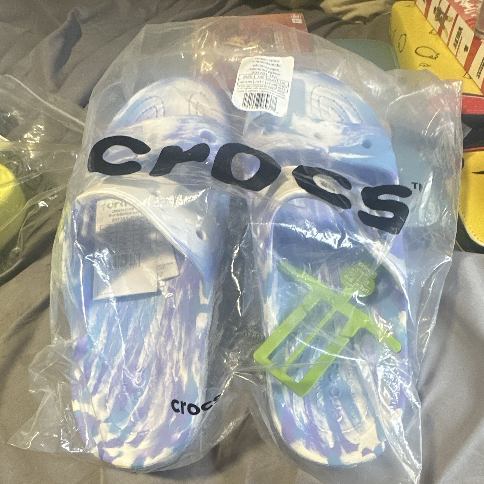 Crocs Men’s Classic Clog Slip-On Marbled Blue/White Rubber US 11
