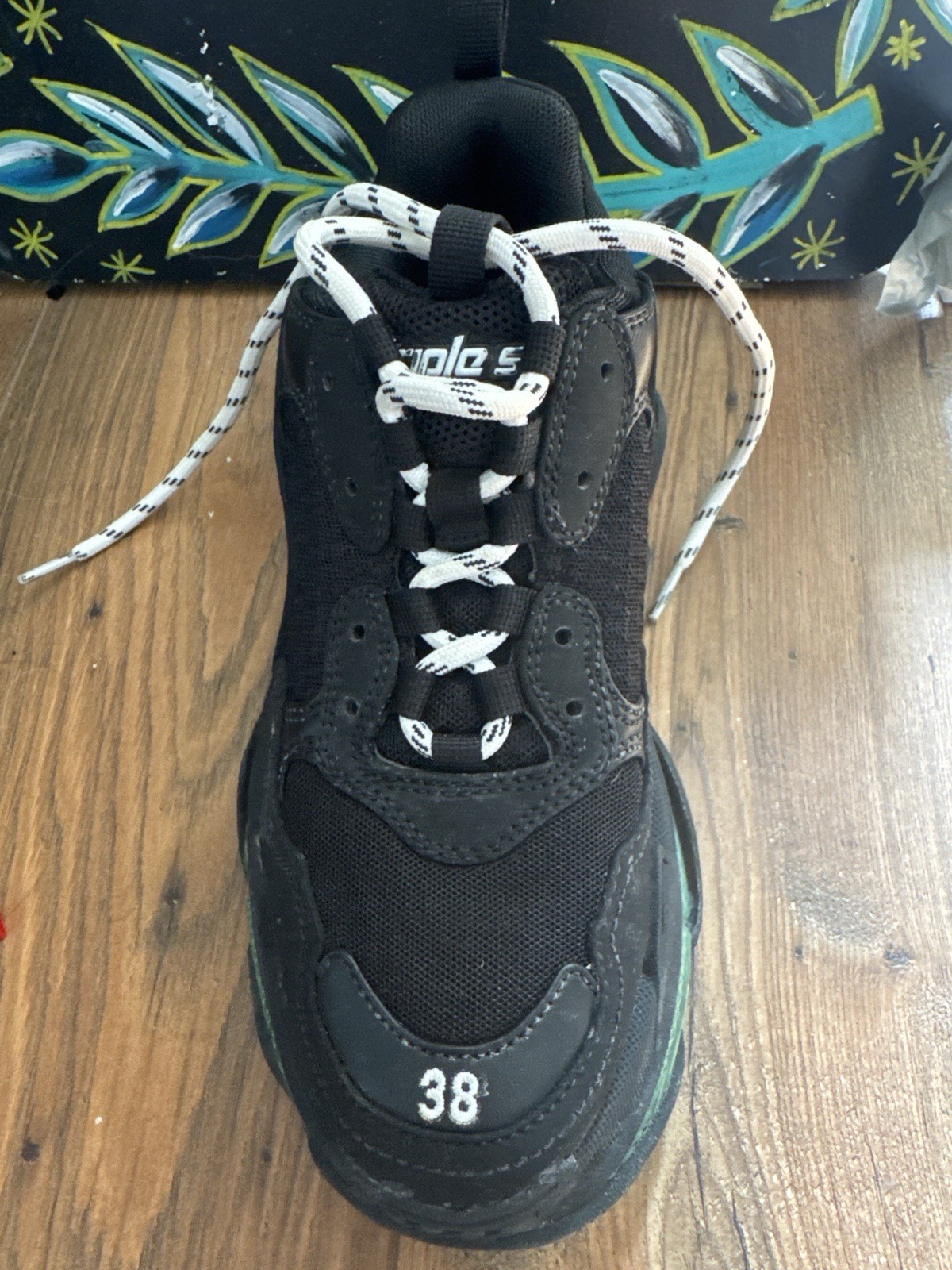 Balenciaga Triple S Sneakers Black Green EU 38 with Box