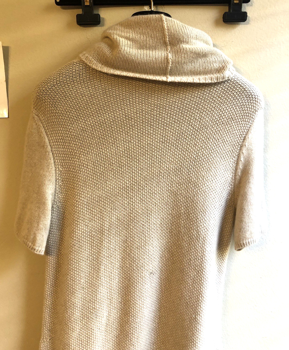 LORO PIANA 100% CASHMERE BEIGE SUEDE LEATHER TRIM SWEATER DRESS, SIZE IT 40