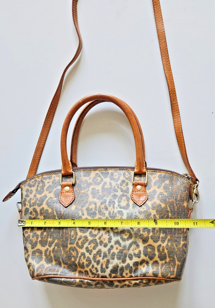 Vintage Spadacini Leopard Print Purse Bag Italian Designer Leather Trim