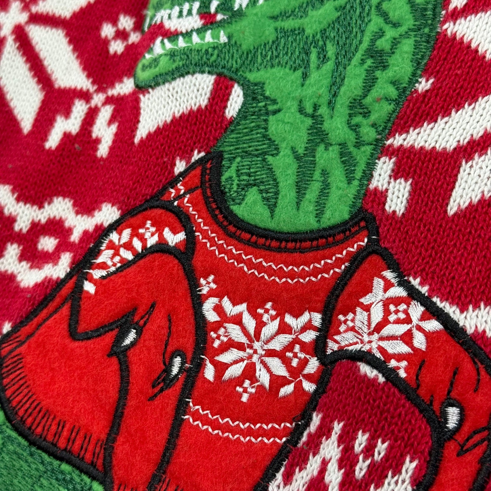 33 Degrees Mens XL Christmas Sweater T-Rex Dinosaur Red Green Ugly Funny