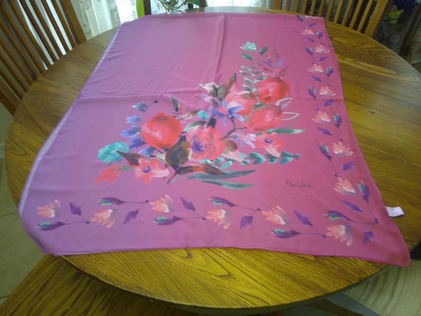 NINA VALENTINA LARGE PINK PURPLE WATERCOLOR FLORAL 70 X 26.5 IN SCARF HIJAB EUC