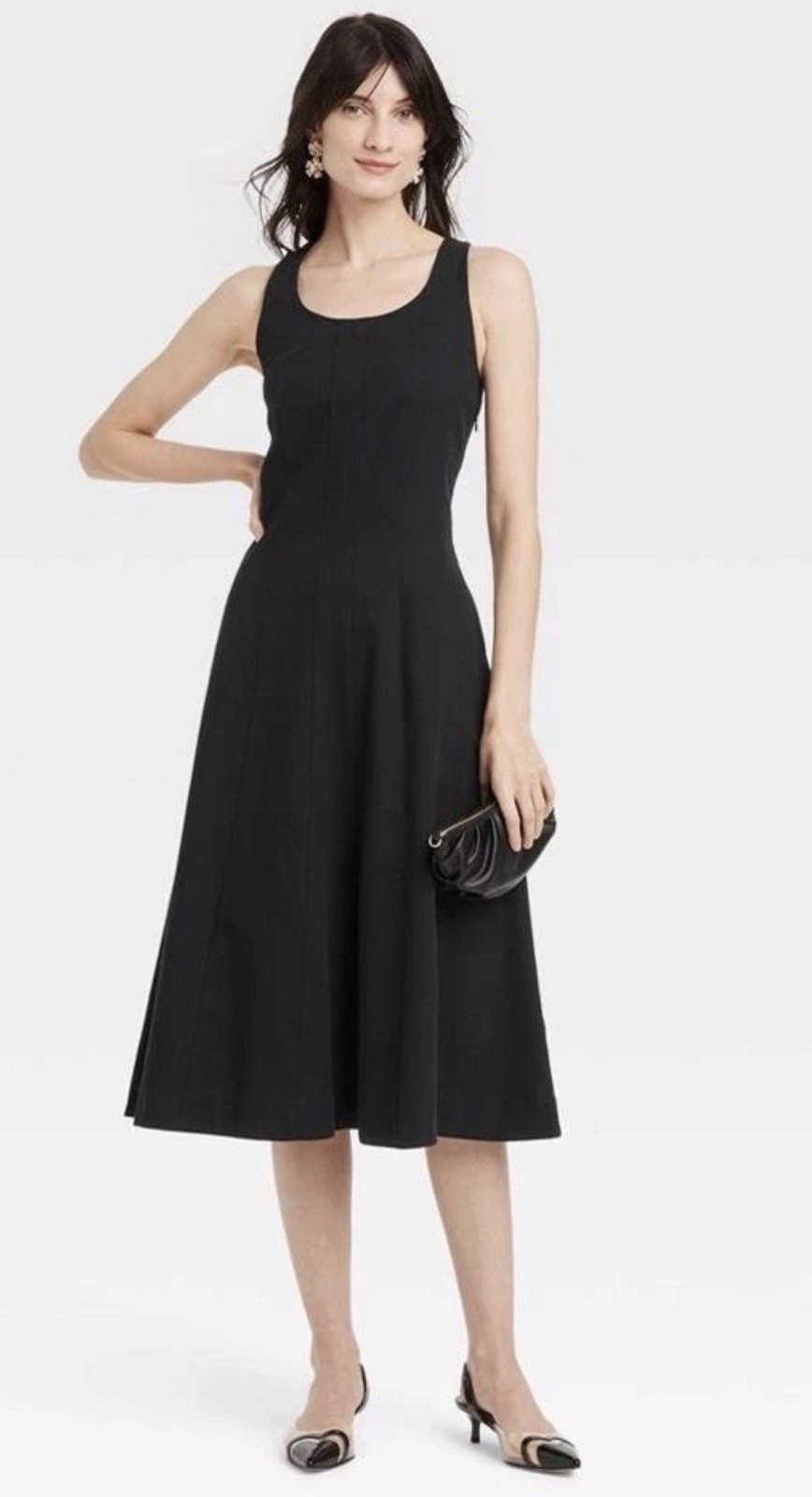 A New Day Women Black Corset Midi A-Line Dress ~ Size 12 NWT