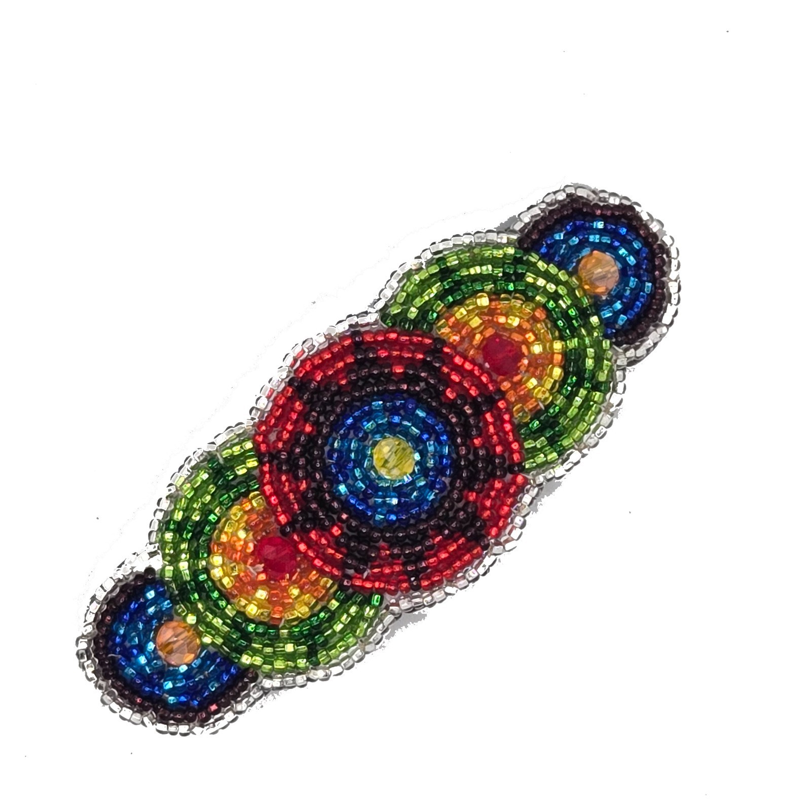Beaded Hair Barrette Hair Clip Random Color Handmade Hair Accessory Oval Shape