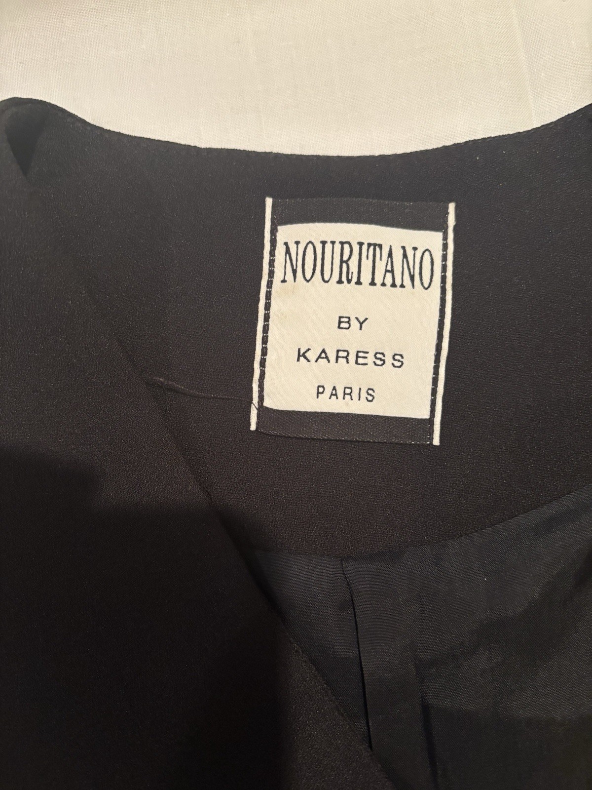 Nouritano By Karess Paris Sleeveless Black Button Up Tunic Lace Hem Vintage