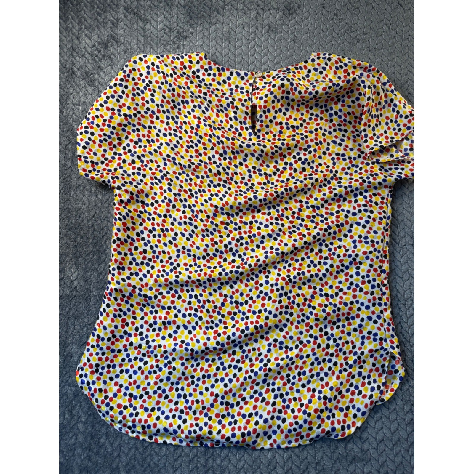 High Notes New York Vtg Polka Dot Blouse Primary Colors Short Sleeve S 6 Pop Art