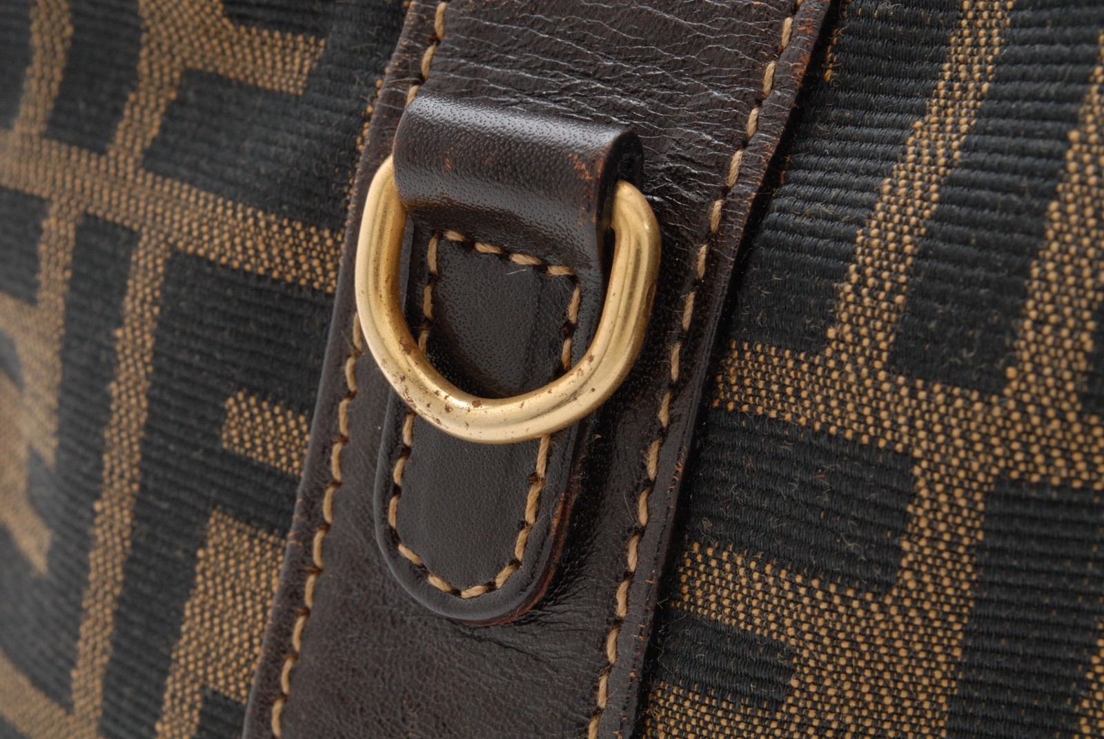 FENDI Zucca Vanity Handbag Brown Canvas