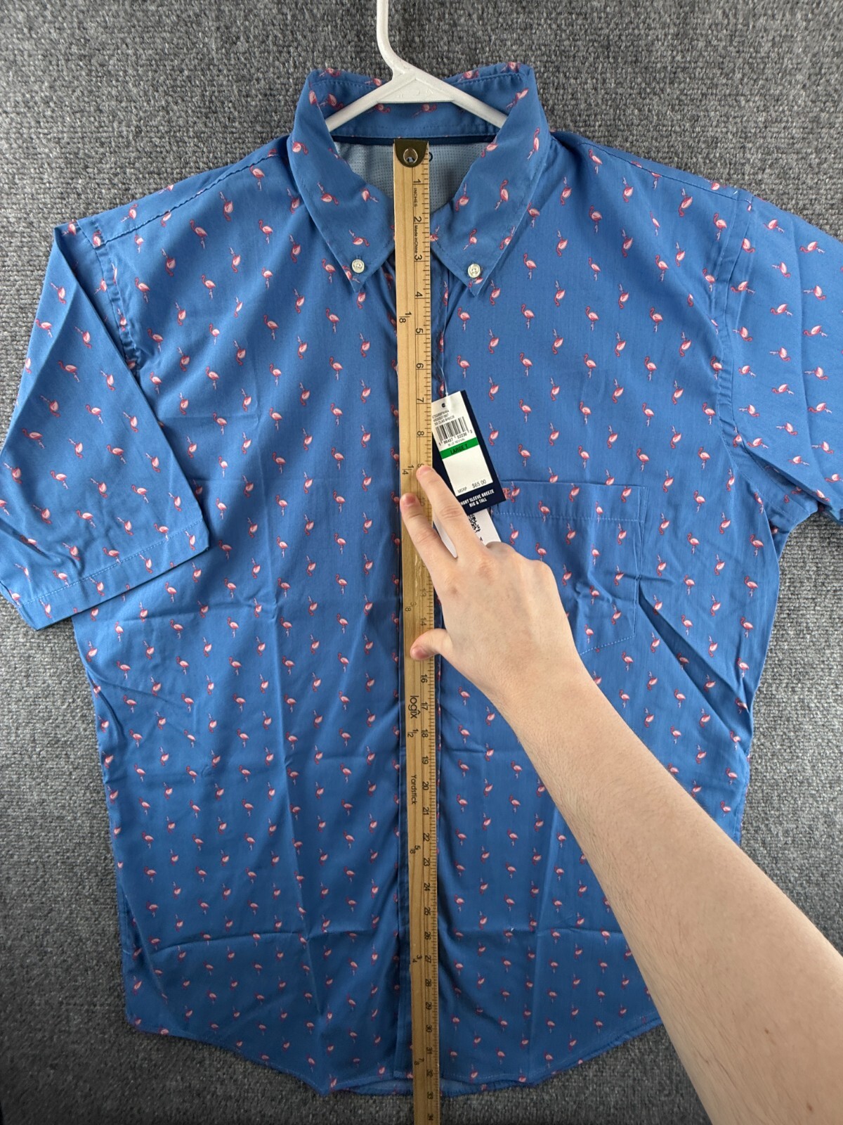 NWT IZOD LT Large Flamingo Print Tall Blue Performance Button Up Beach $65 Men