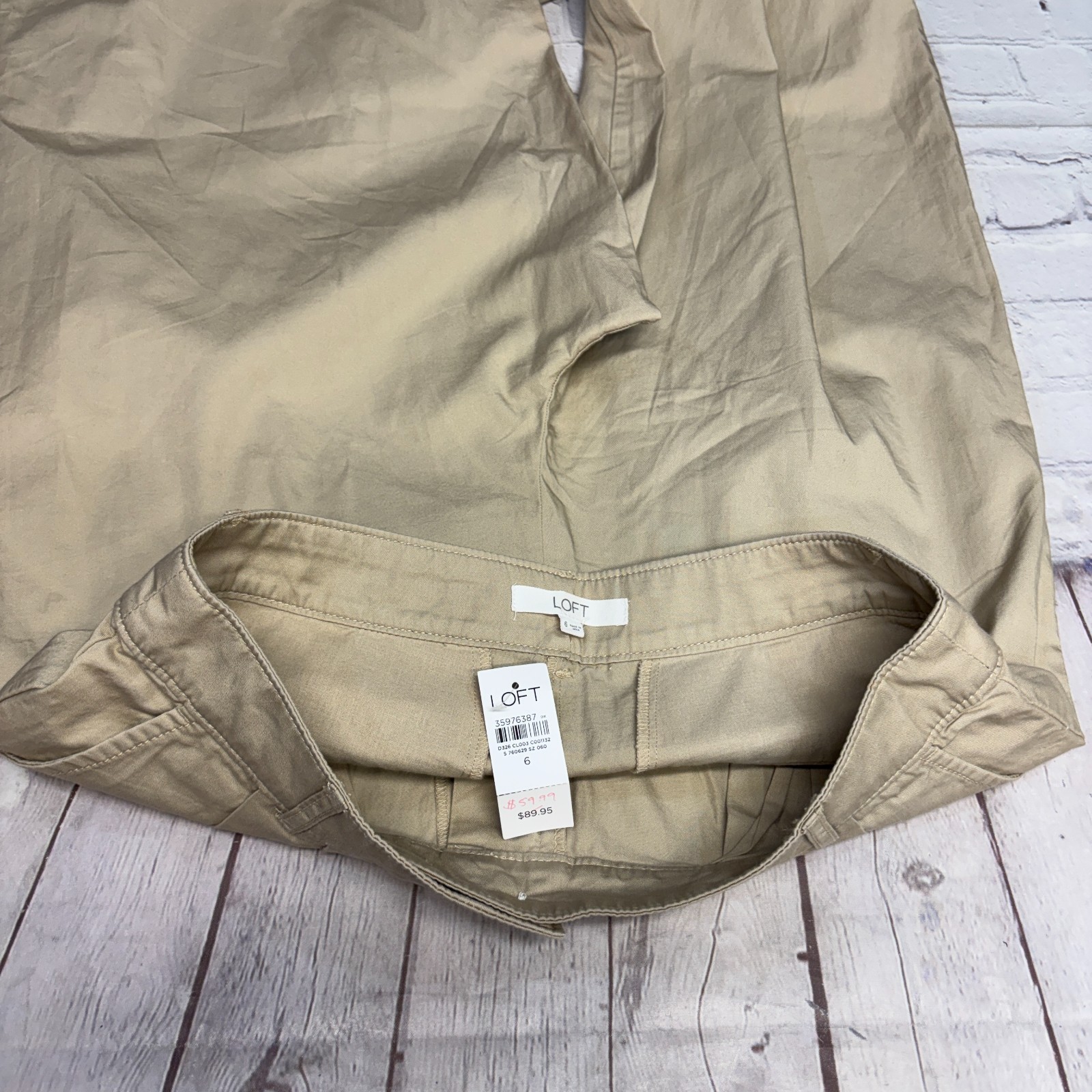 NWT Ann Taylor LOFT Pleated Wide Leg Pants Trouser Size 6 Beige SP24 D077 -27