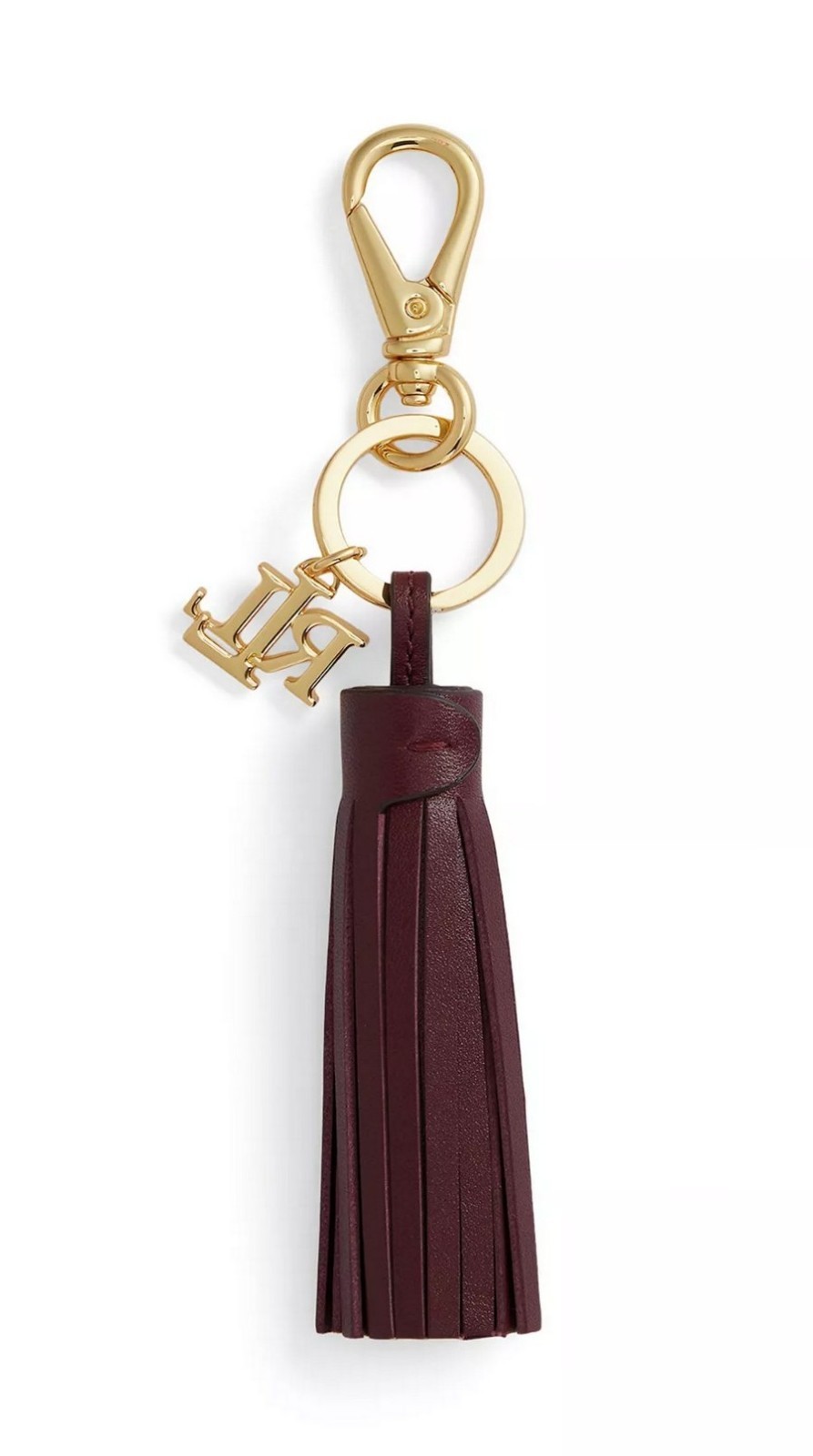 Lauren Ralph Lauren Logo & Leather Tassel Bag Charm Dark Garnet $75