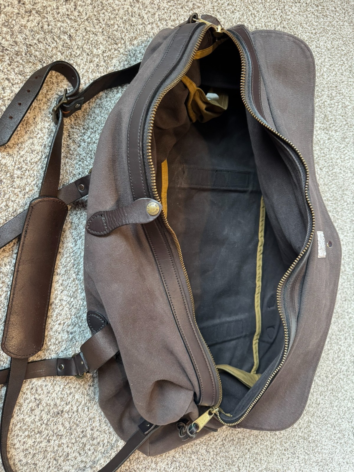 Filson Large Duffel Bag 223 Brown Rugged Twill YKK 2009 Made in USA