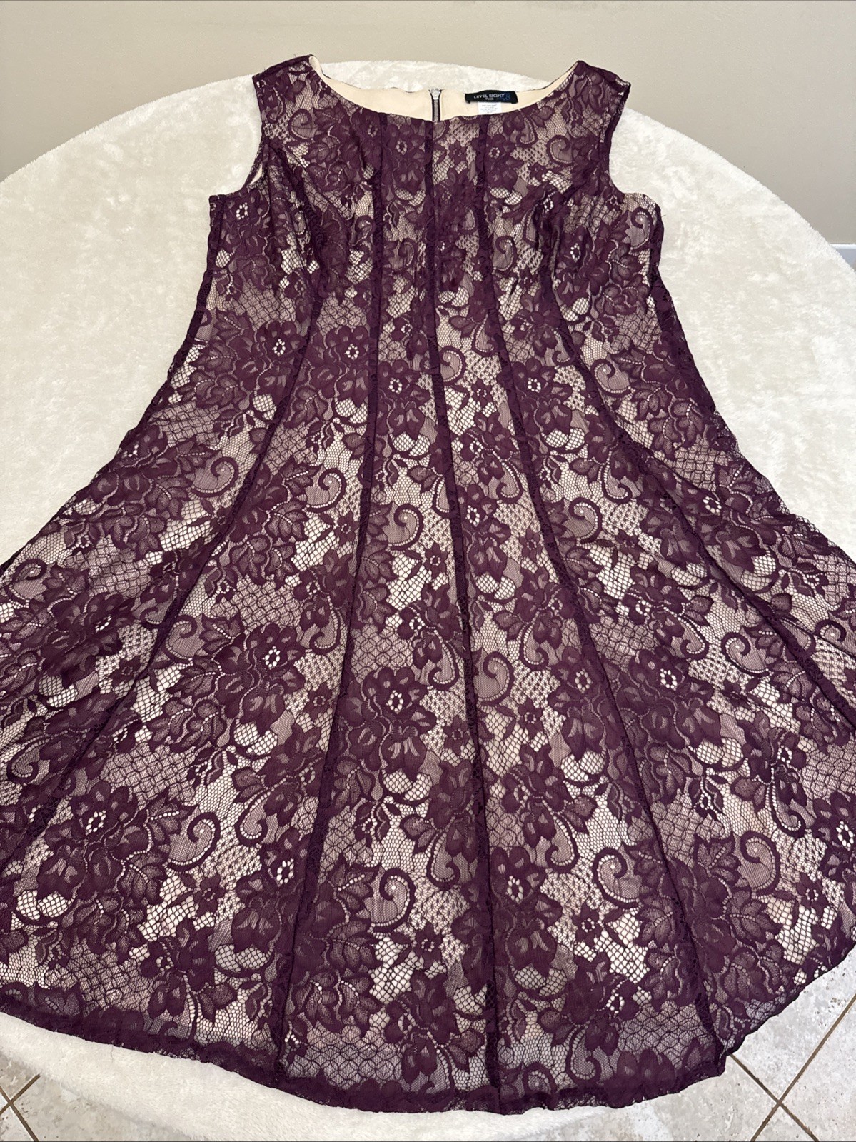 Woman LACE OVERLAY Purple Floral STRETCH Dress Size 14W