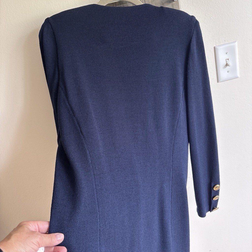 St. John Basics Women’s Blue Solid Button-Front Blazer Jacket w/ Pockets Size 10