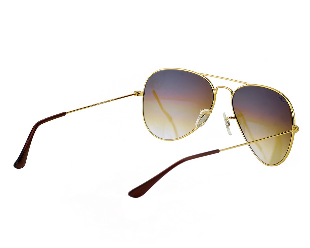 Ray-Ban RB3025 Aviator Gradient Gold Frame Light Brown Lenses 58mm Unisex