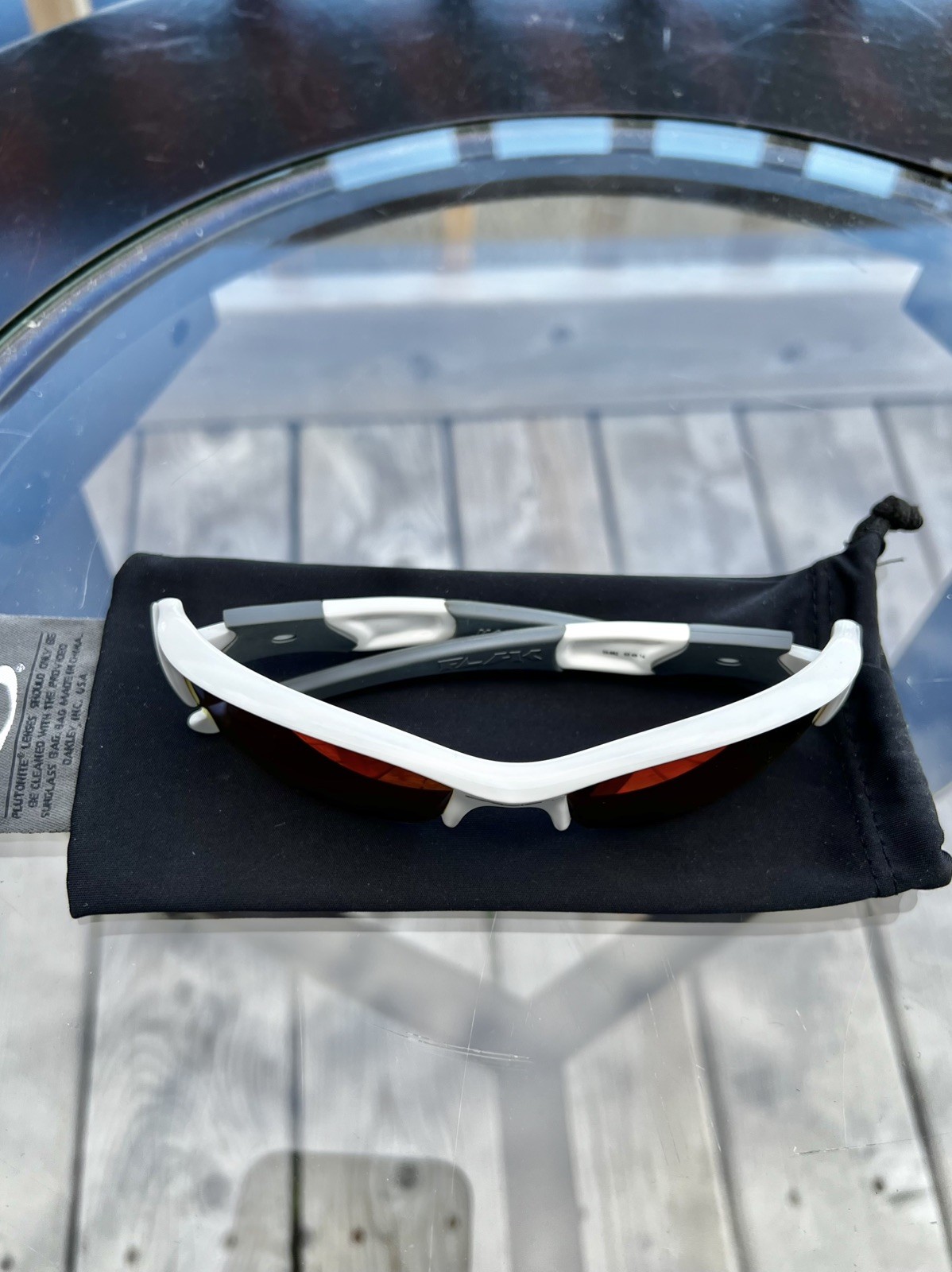 OAKLEY FLAK JACKET POLISHED WHITE POLARIZED SUNGLASSES 03-882