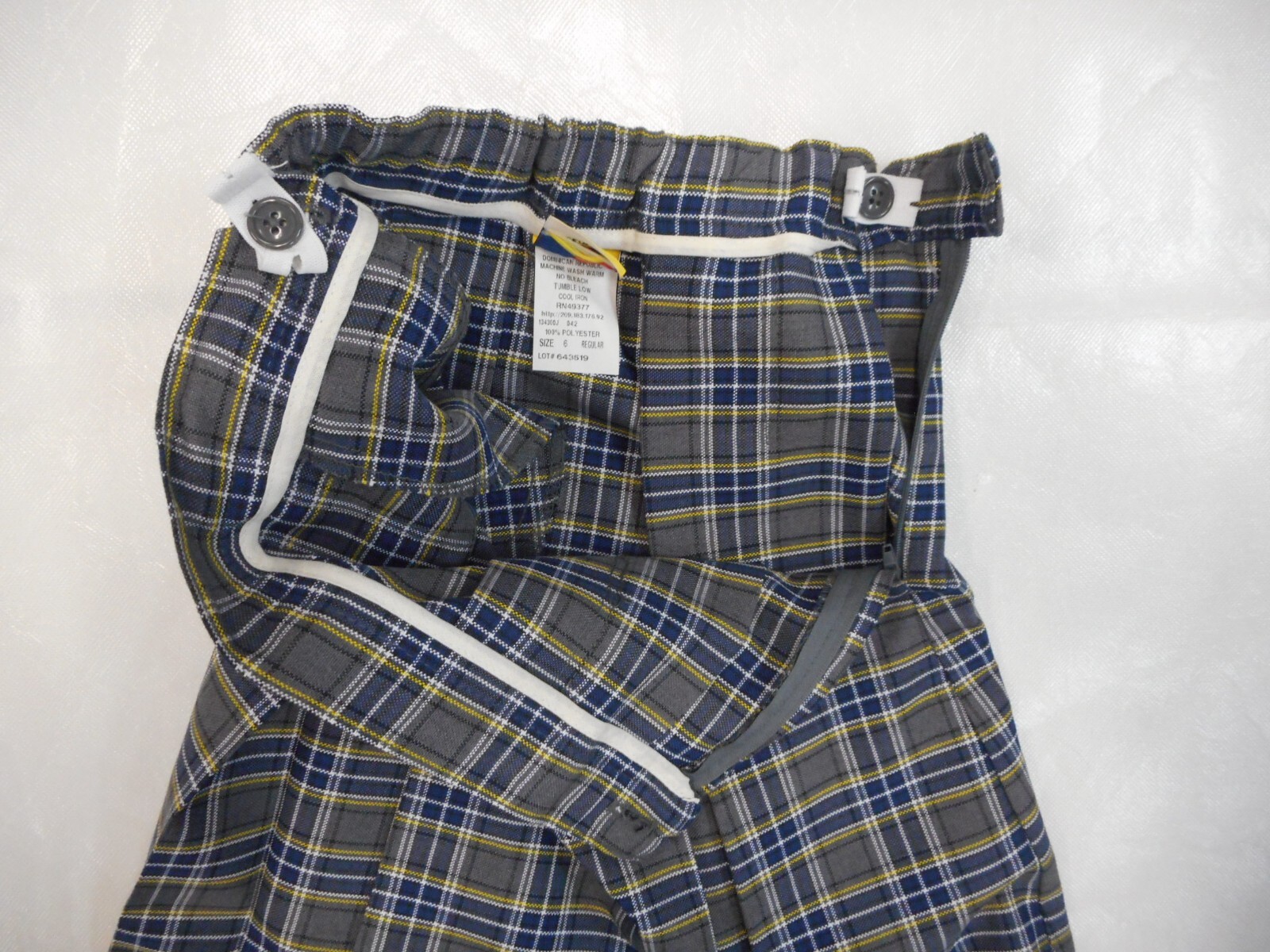 Girls R/K Blue & Gray Plaid Kick Pleat Uniform Skirt Reg. & Teen Sz 6 – 18 Teen