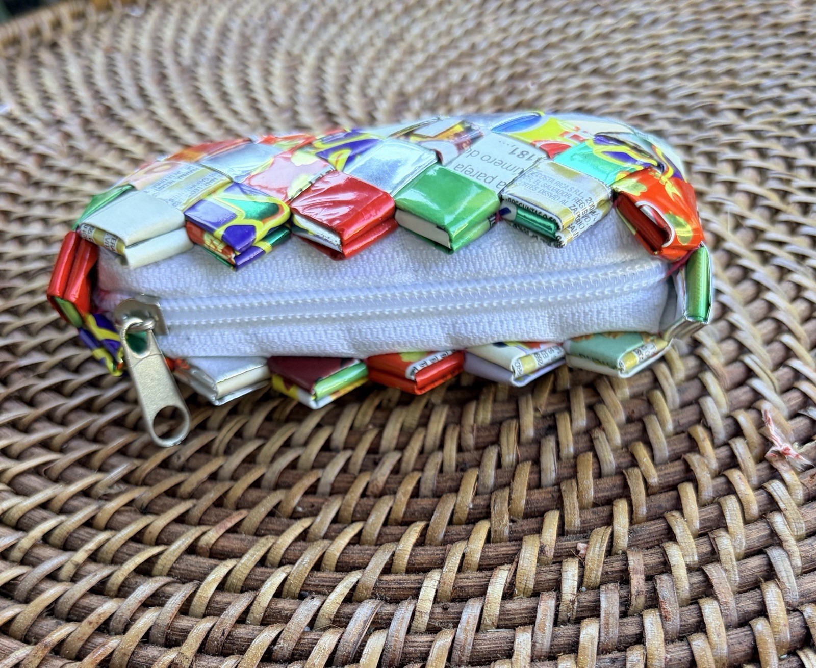 Vintage Recycled Candy Wrapper Coin Purse Nahui Ollin Style