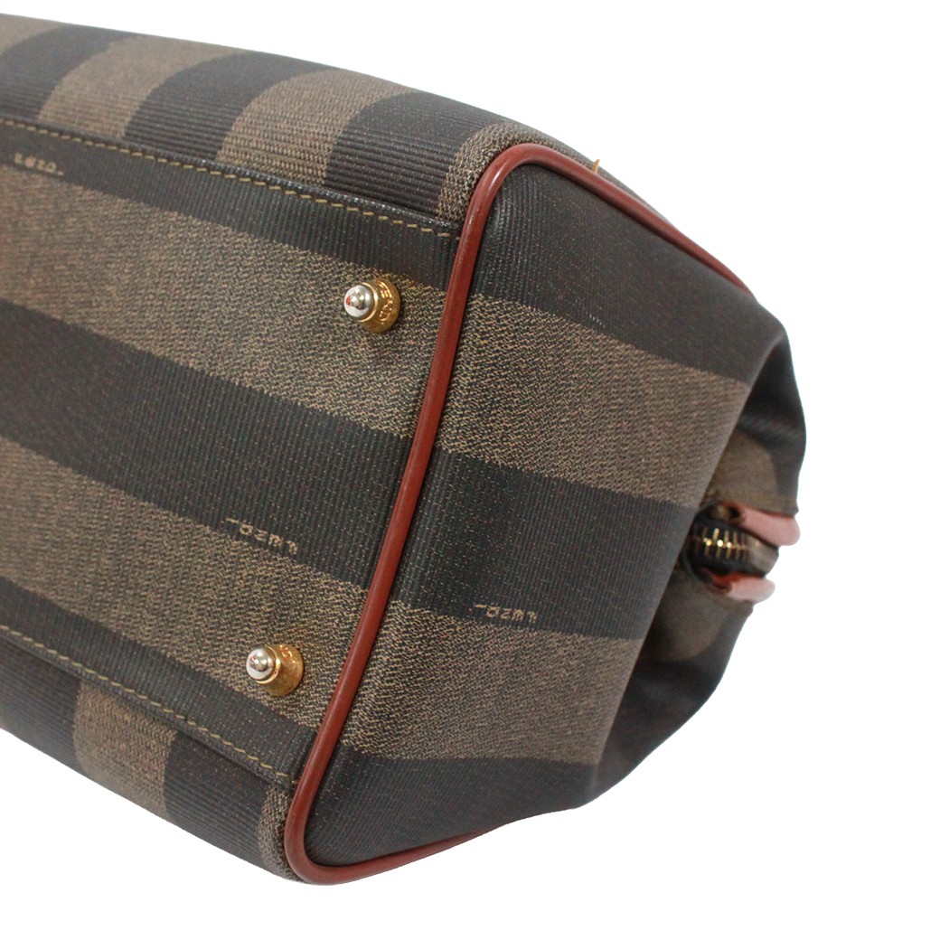 FENDI Mini Boston bag Pecan Pattern Handbag PVC/leather black brown khaki Women