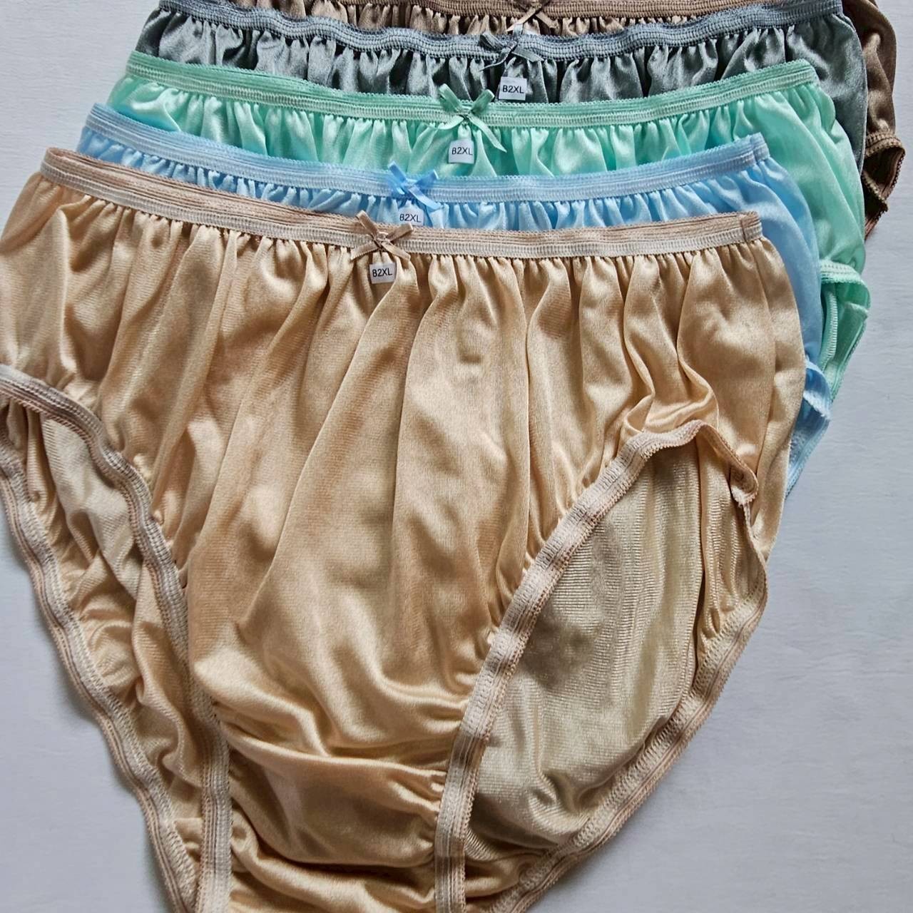 12 Plus Underwear Mid-Waist Panties Women Mens Briefs Nylon Silky Soft /2XL/Mix
