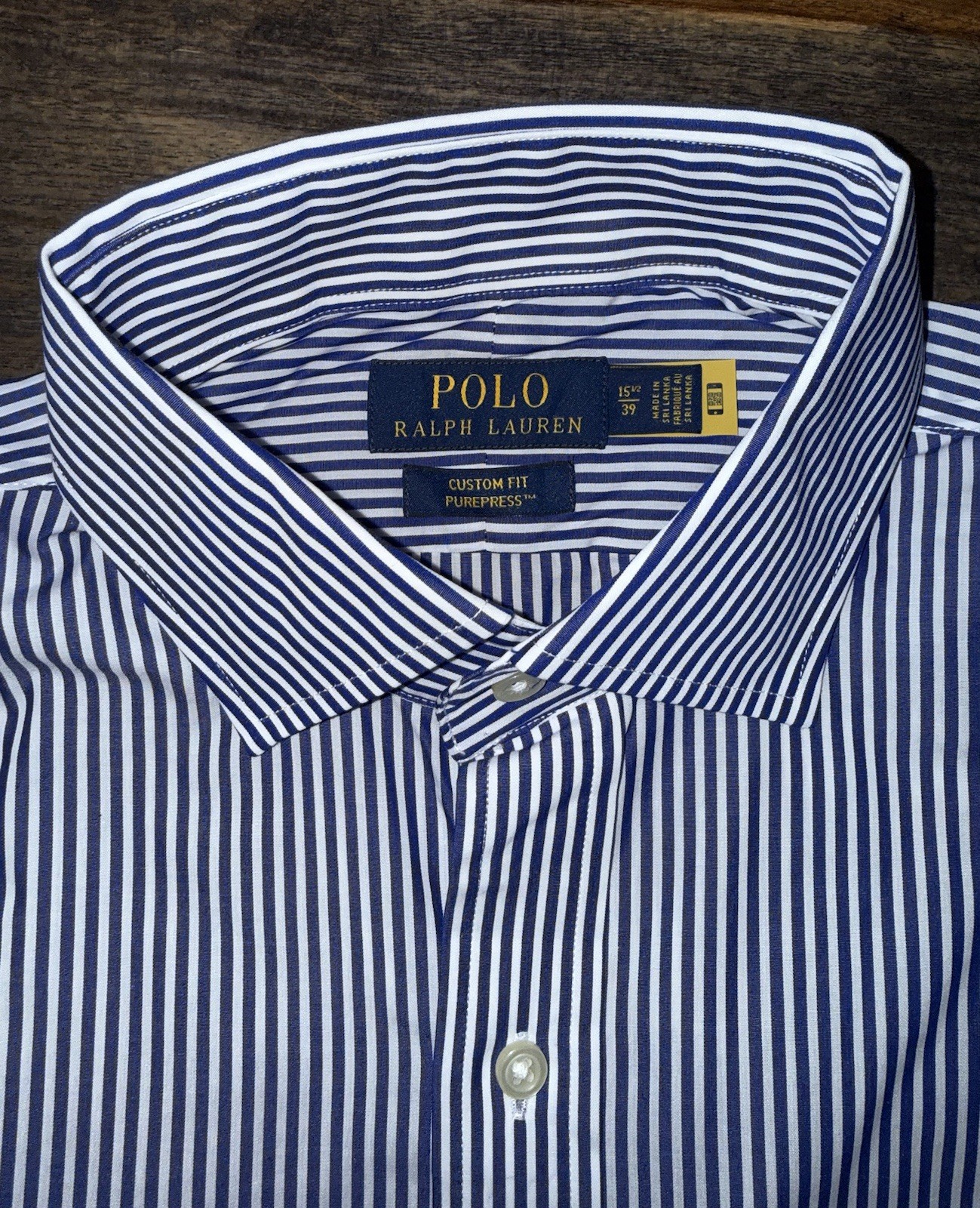 Polo Ralph Lauren Regent Custom Fit Button Up Poplin Shirt Striped Men’s Sz 15.5