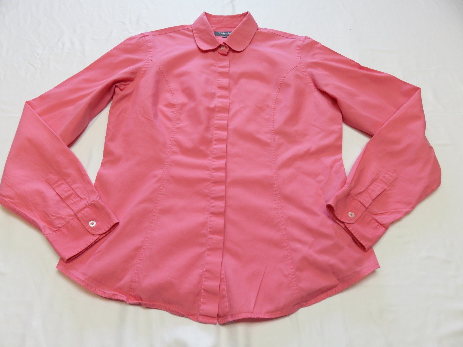 TM LEWIN WOMAN SALMON PINK BEAUTIFUL TAILORED LONG SLEEVE COTTON SHIRT UK 10 -12