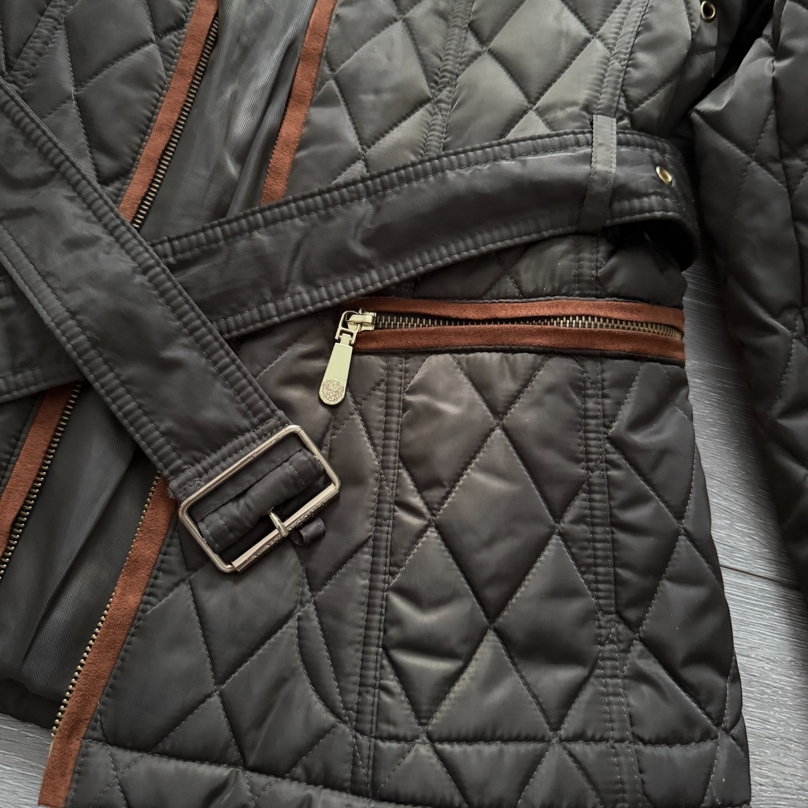 Vince Camuto – Women’s Diamond Quilted Green Equestrian Riding Jacket – Small