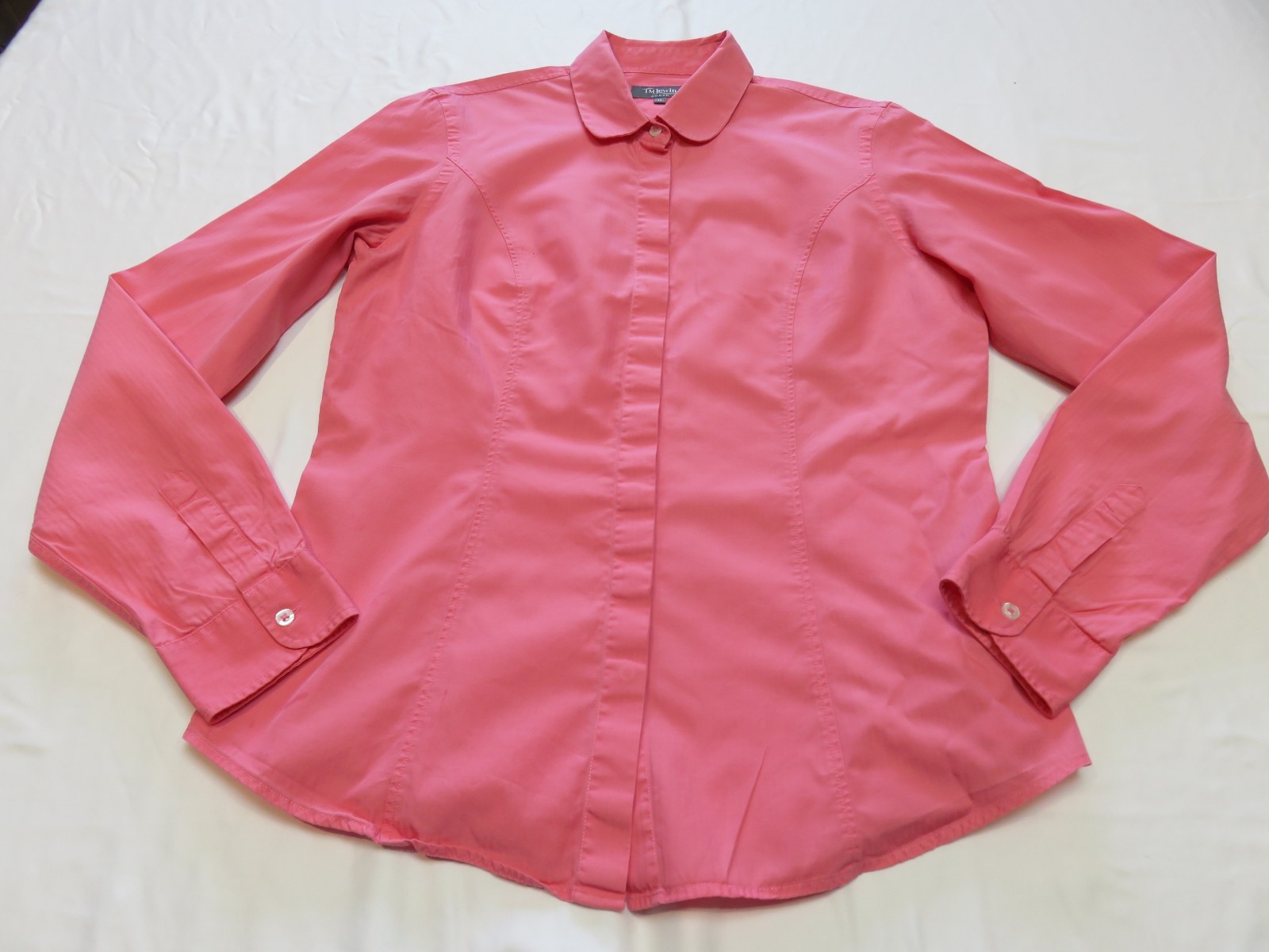 TM LEWIN WOMAN SALMON PINK BEAUTIFUL TAILORED LONG SLEEVE COTTON SHIRT UK 10 -12