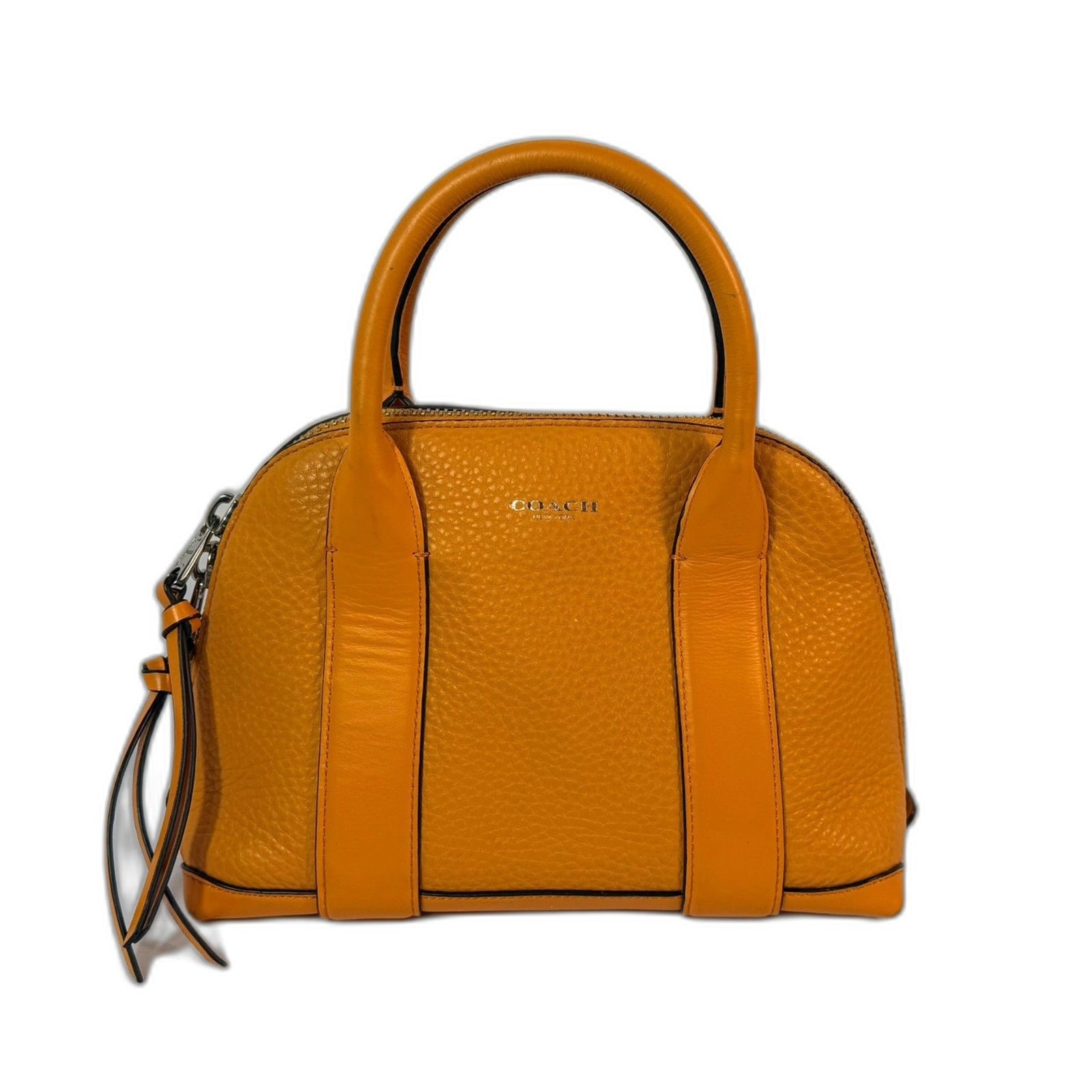 COACH Bleecker Leather Mini Preston Satchel Bright Mandarin F30143 Bowler RARE