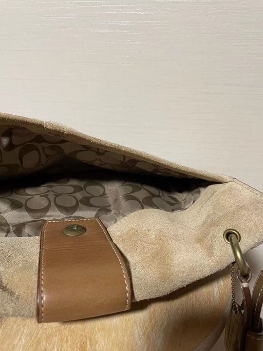 COACH Vintage Beige Suede Shoulder Bag Large A4 Business Tote 29cm 11.4in