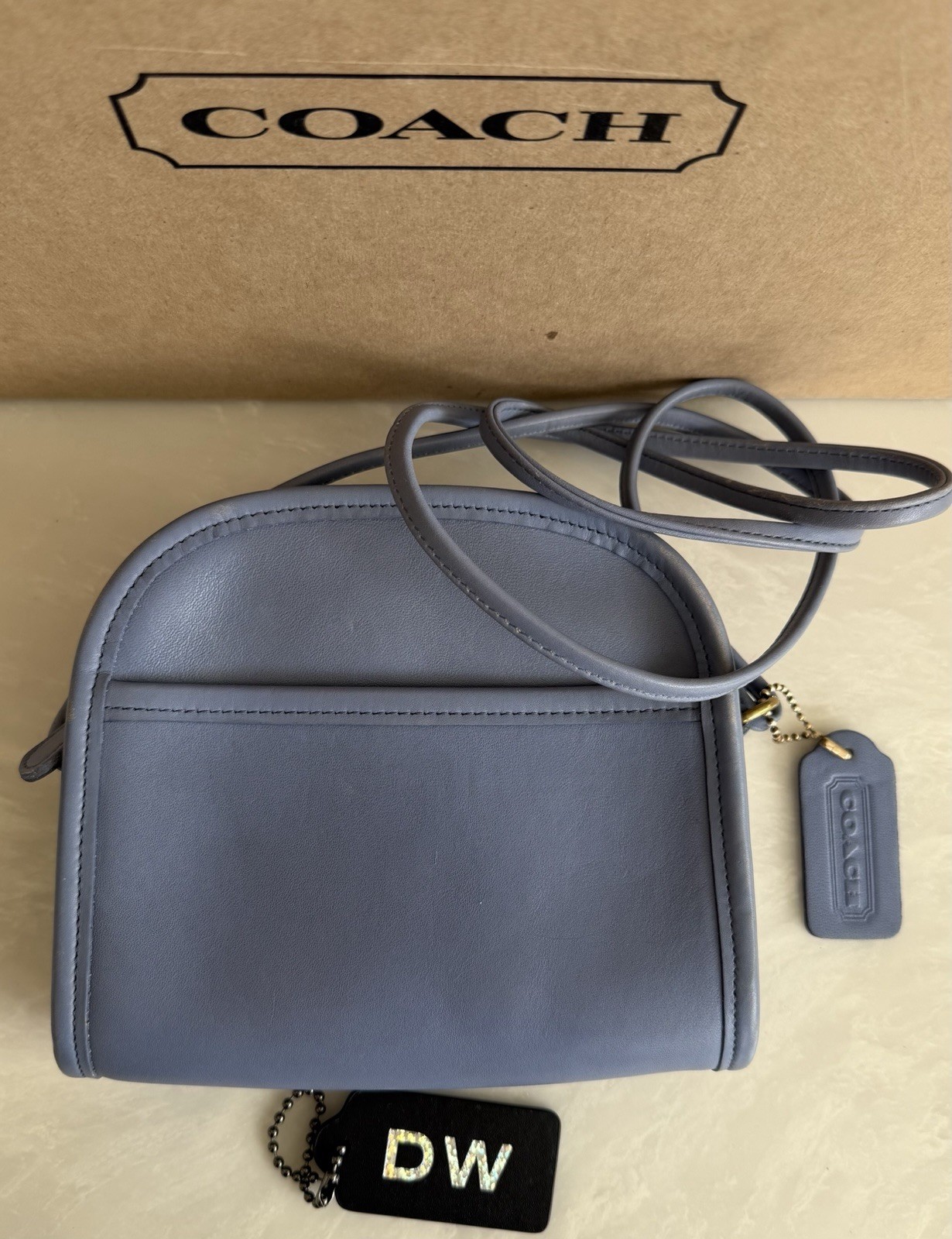 COACH VINTAGE PERIWINKLE BLUE ABBIE ZIP CROSSBODY BAG USA 9017 90’S