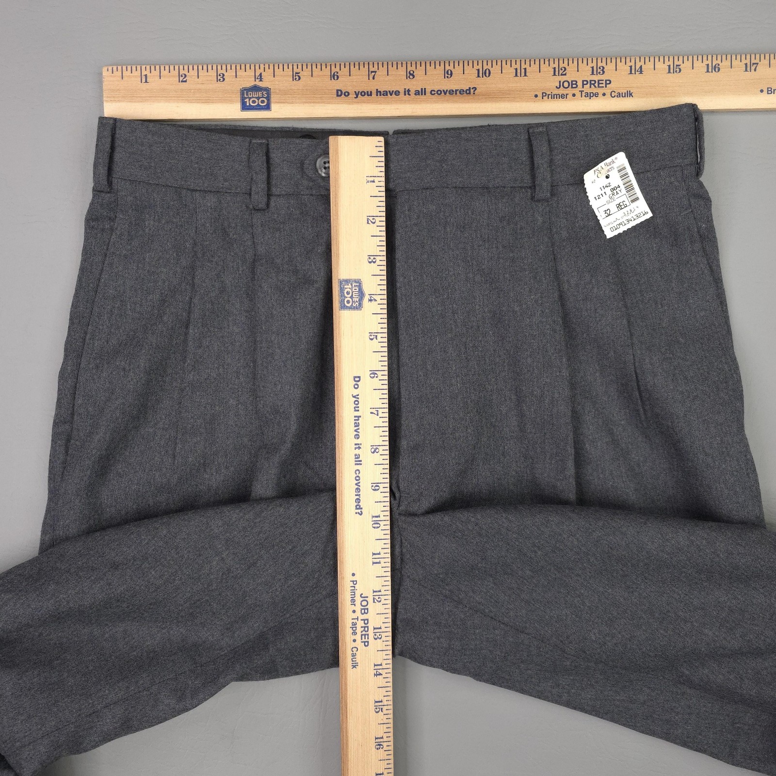 Vintage Jos A Bank Pants Mens 32×36 Gray Wool Pleated Unhemmed USA Executive