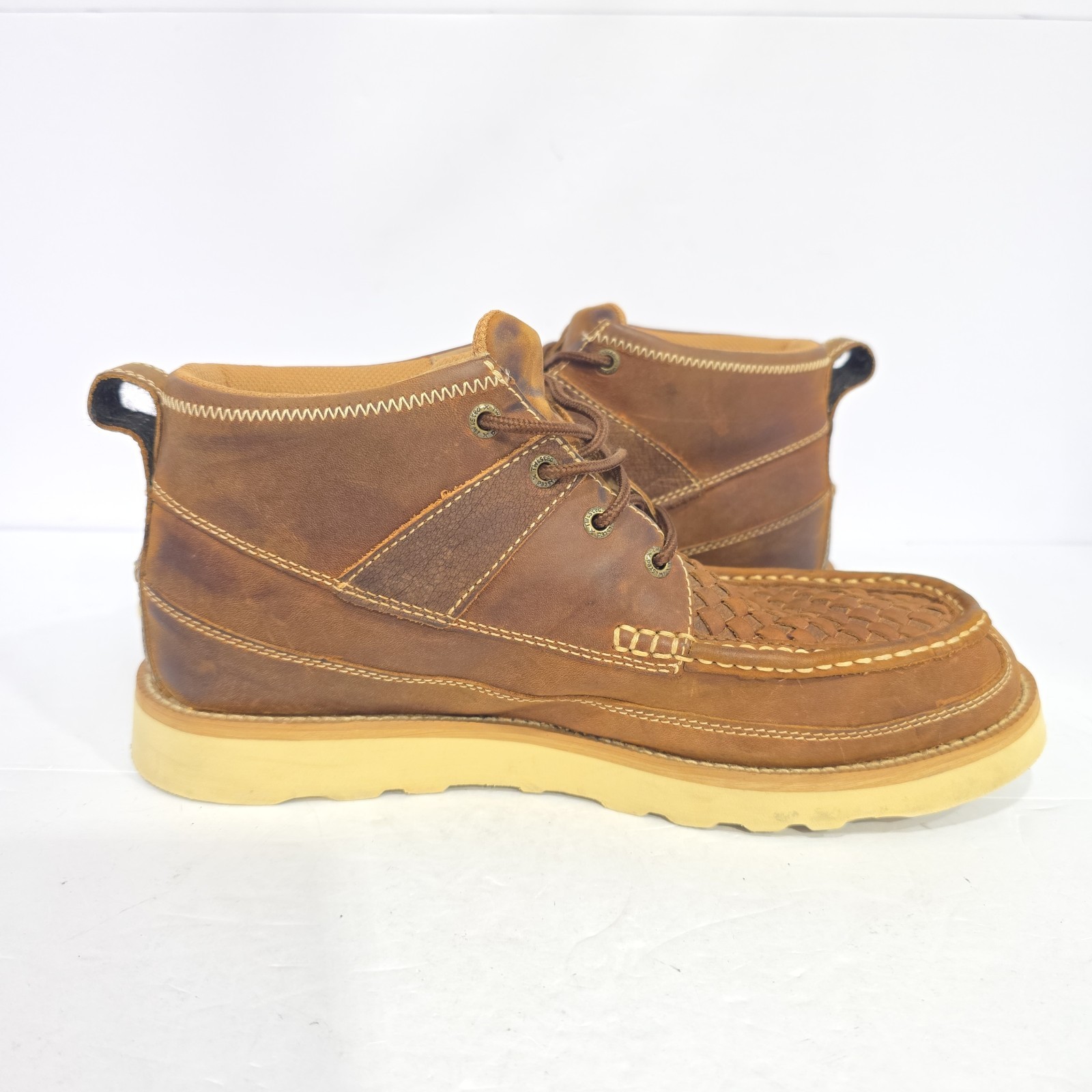 Twisted X Men’s 10 M Basket Weave Moc Toe Wedge Western Chukka Boots MCA0032