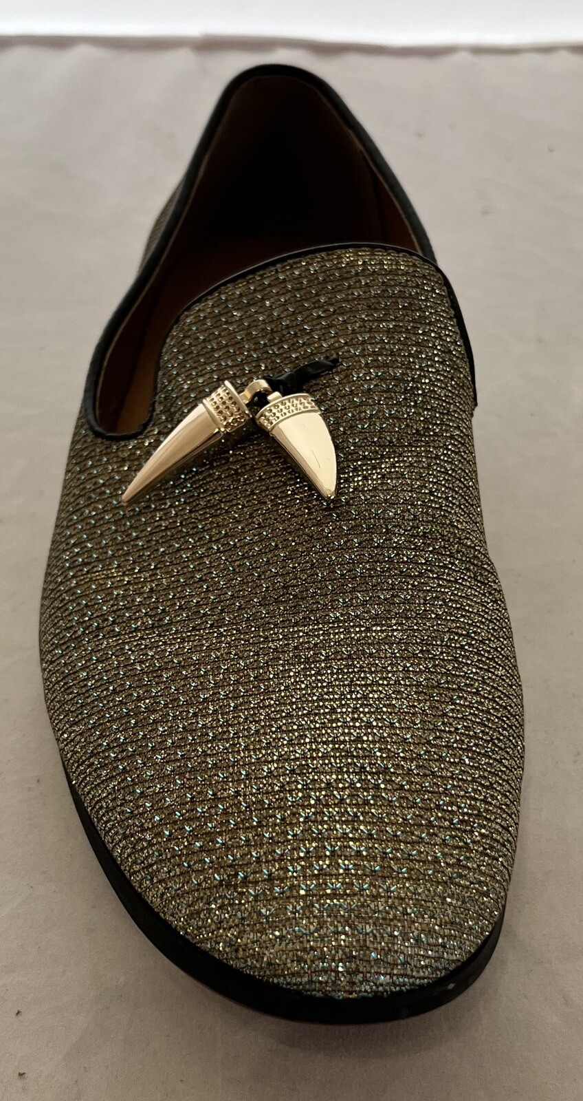 Giorgio Brutini Glitter Tassel Loafers 8.5D Red Sole Metallic Mesh Slip-On