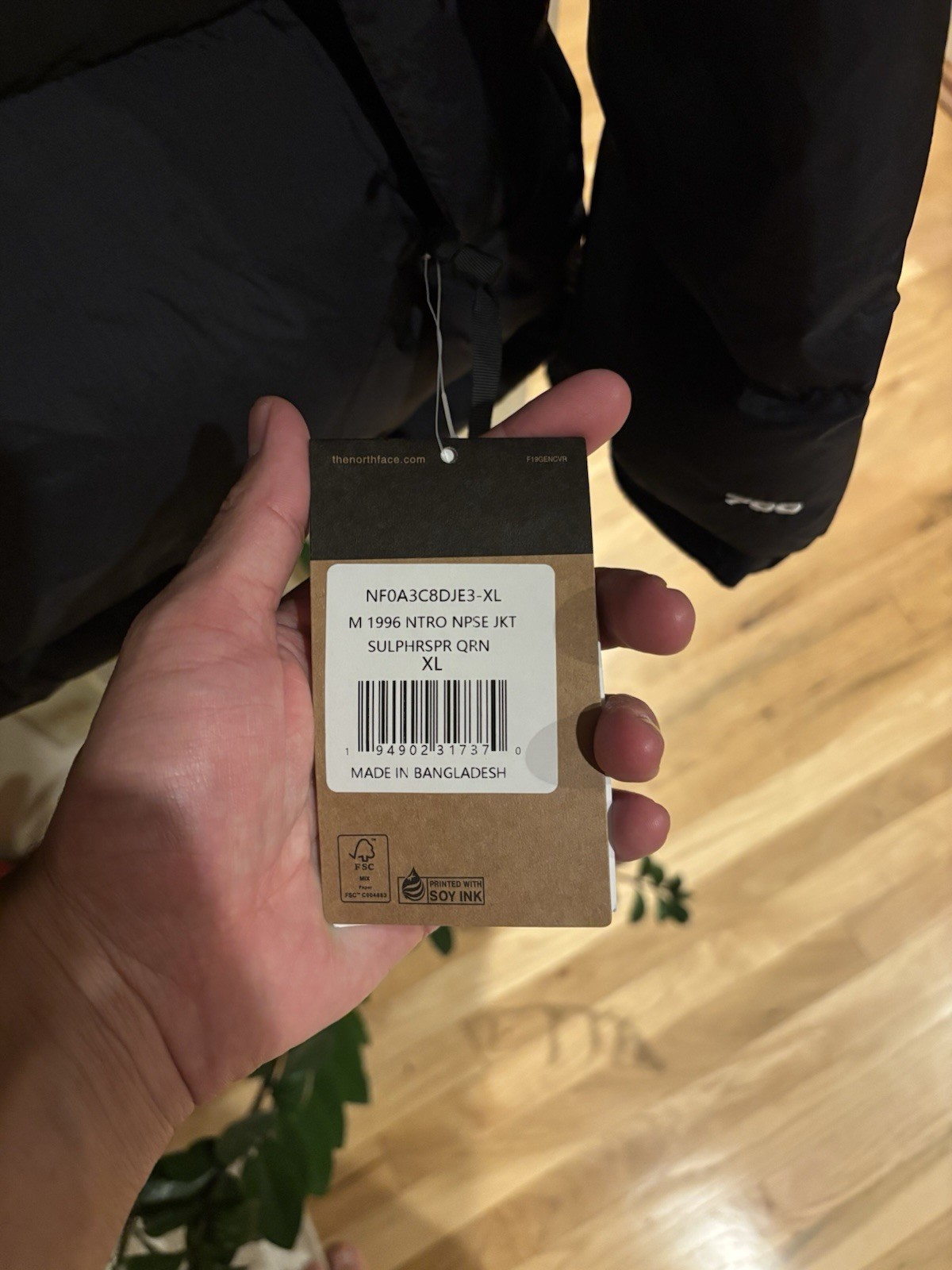 The North Face Nuptse 700 Down Hooded Full Zip Puffer Jacket Black XL