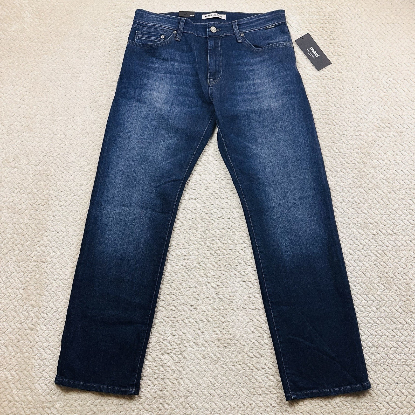 NWT MEN’S MAVI JEANS PANTS Zach Straight Leg 33×30 Whiskered Denim