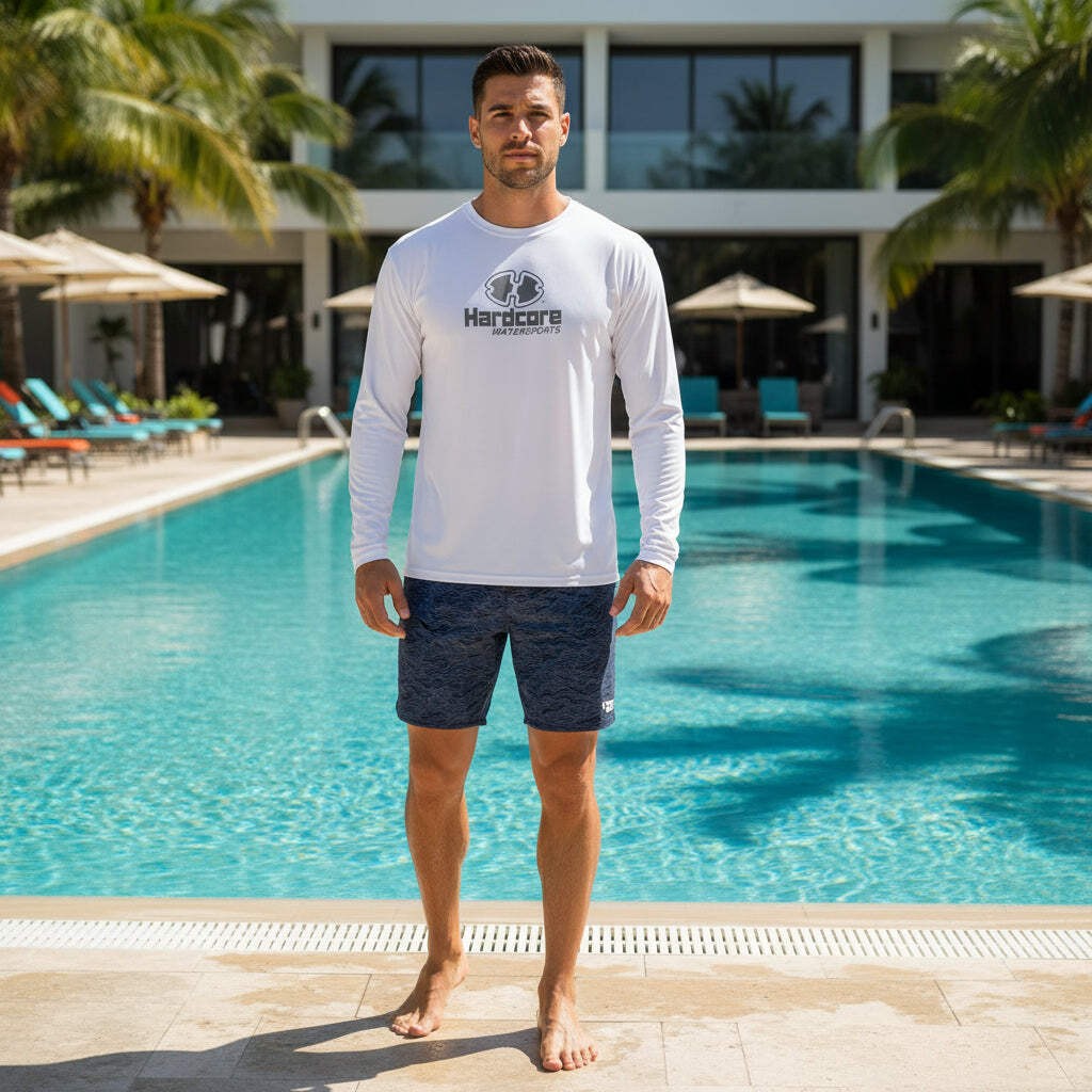 Hardcore Men’s Long Sleeve Rash Guard Surf Shirt – Relaxed Fit Swimwear Designed