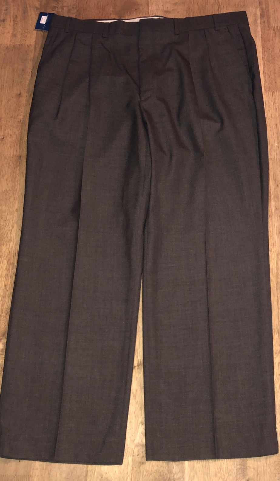 Men’s Towncraft Charcoal Brown Pants Polyester Worsted Wool 40 X 29 NWT