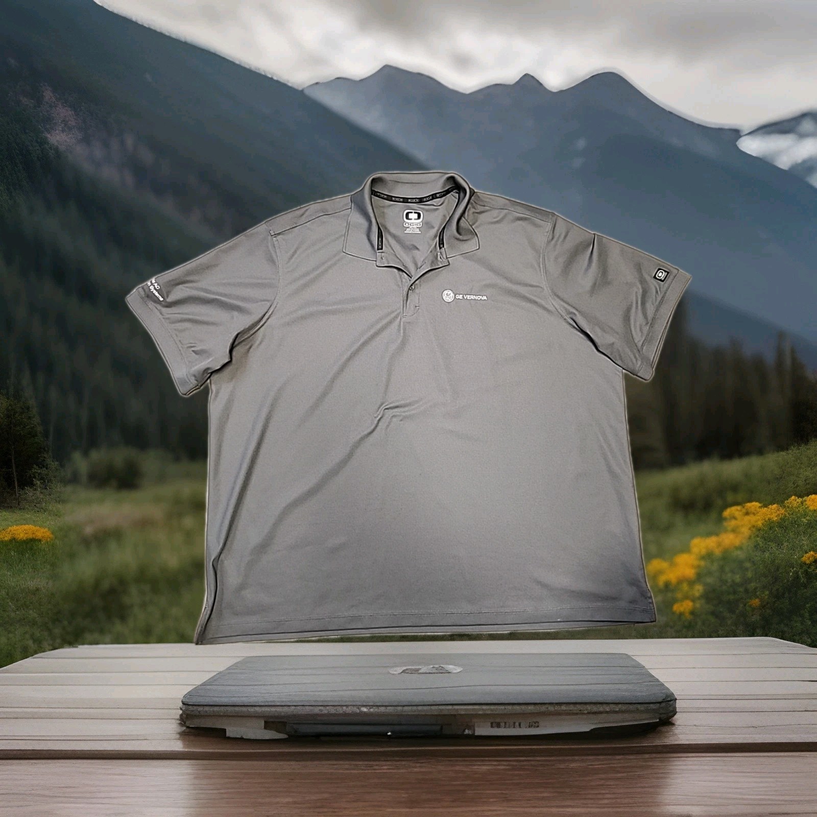 GE General Electric Vernova Logo Gray Lightweight Polo Shirt Mens 4XL