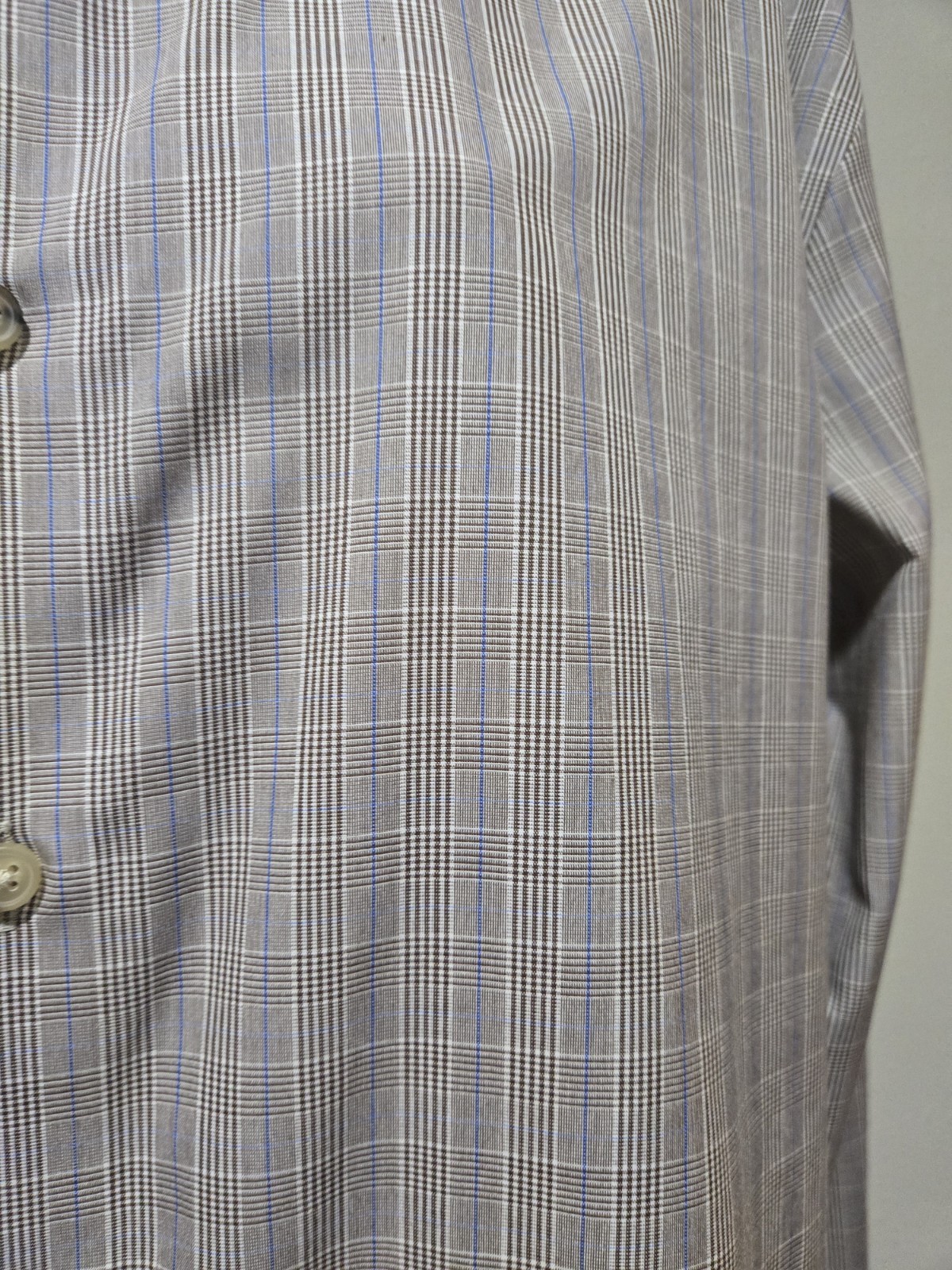 Joseph Abboud Shirt Classic Brown Plaid Button Down Long Sleeve Size XL No Iron