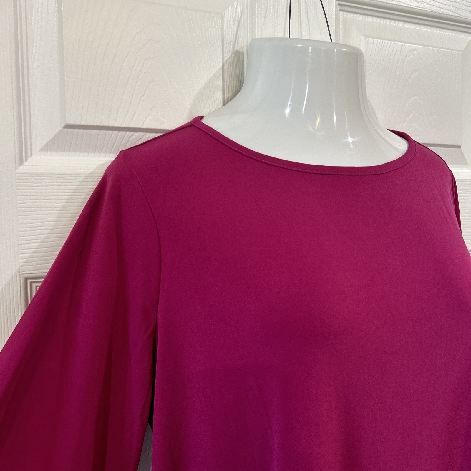 Susan Graver 1XL Petite Modern Essential Liquid Knit Tunic Blouse Raspberry Pink