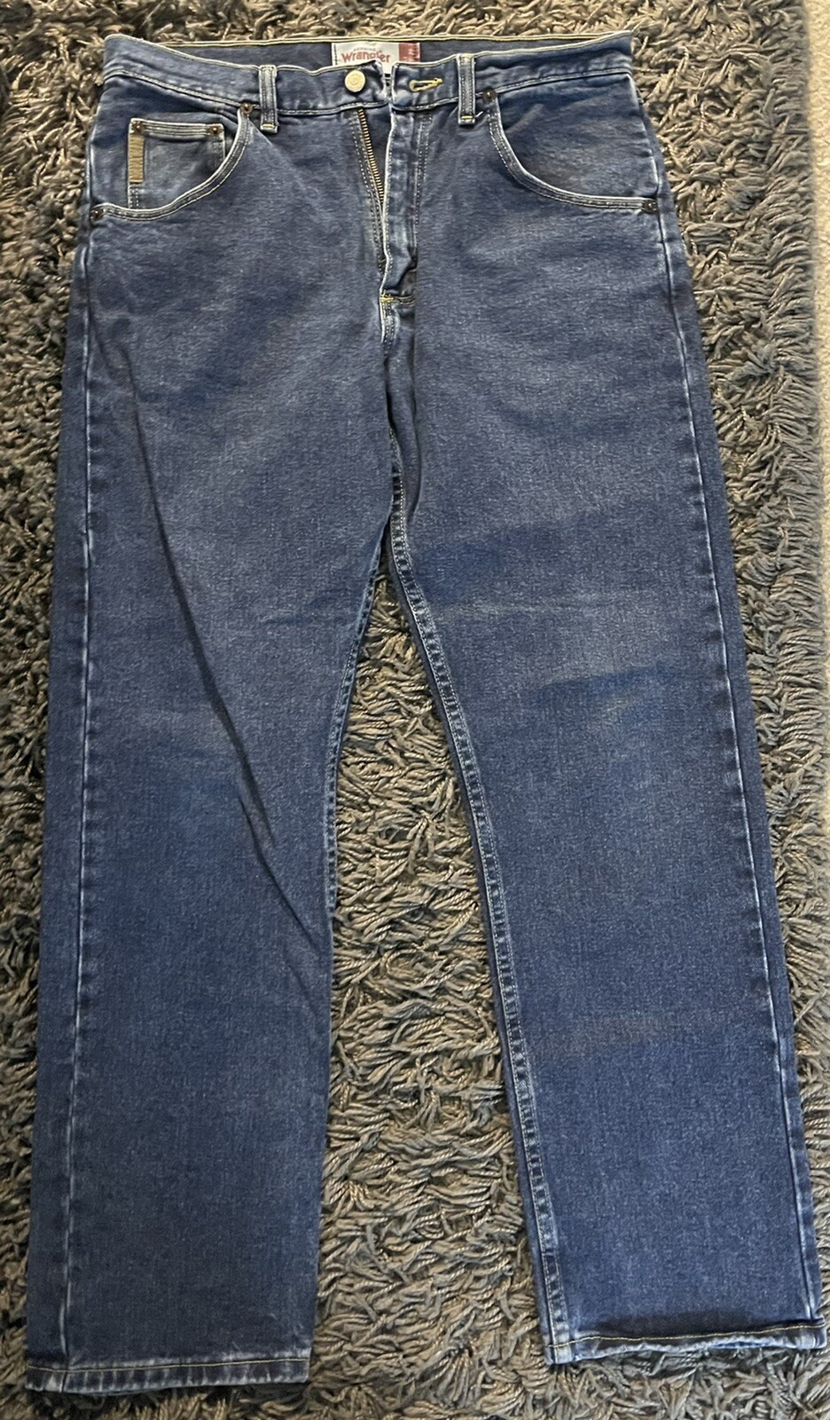 Genuine Wrangler Regular Fit Size 32X30 Blue Denim Jeans 100% Cotton