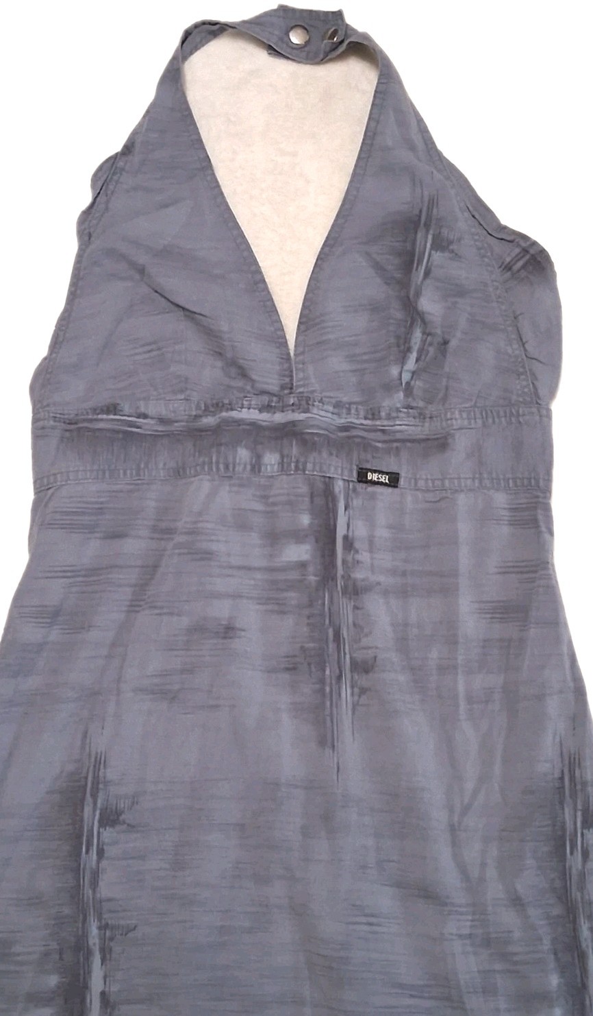 Diesel Womens Maxi Dress **Large Slate Gray Halter Neck Rustic Made in Italy